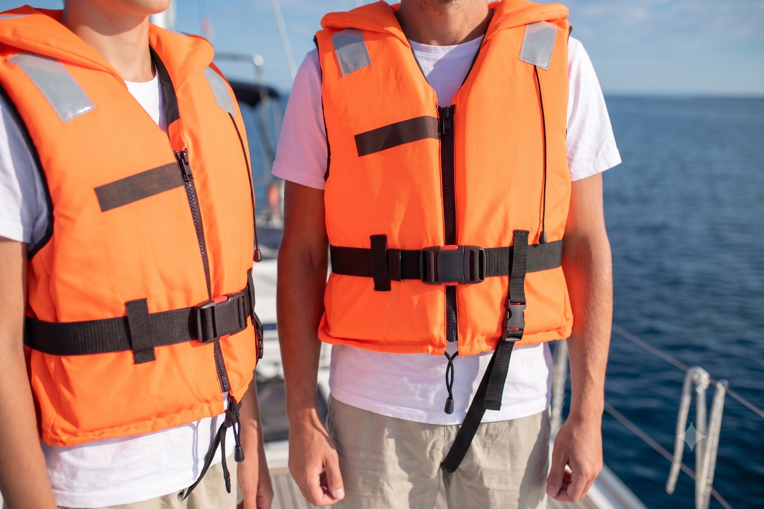 two people wearing life jacket
